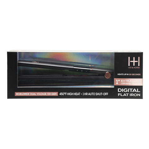 Hot & Hotter Extra Long Ceramic Digital Flat Iron 1"