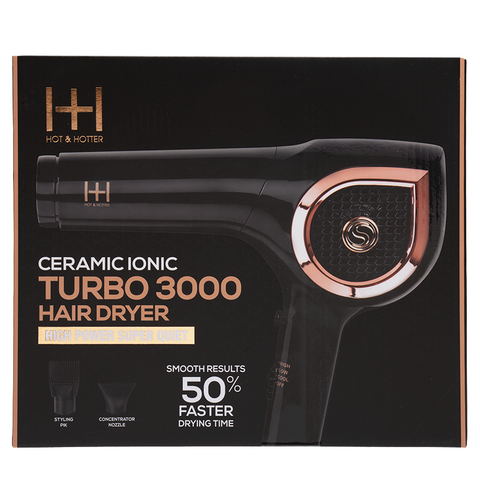 Hot & Hotter Ceramic Ionic Turbo 3000 Hair Dryer