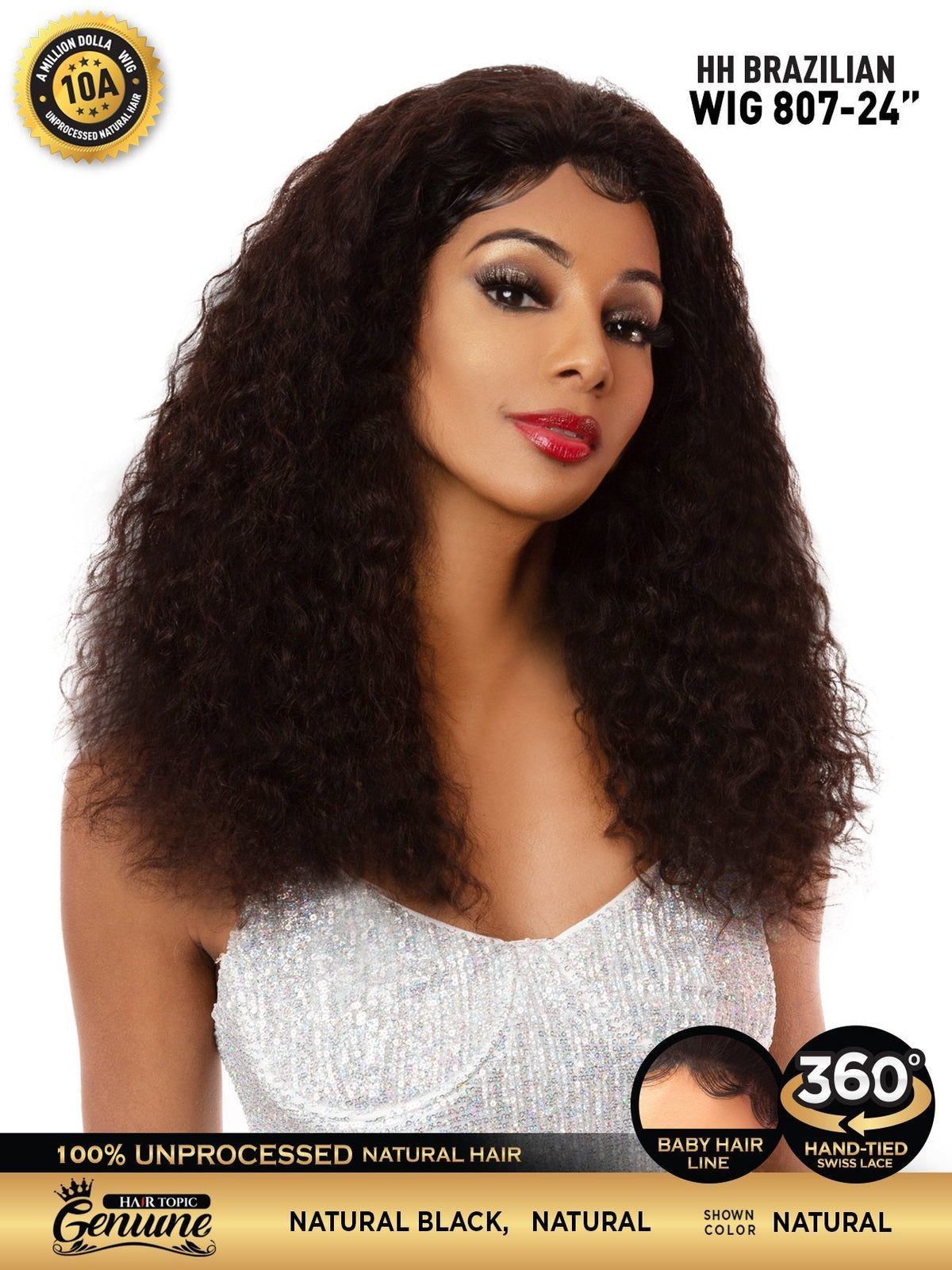 Hair Topic Genuine 10A HH Brazilian Lace 360 Wig 807-24"