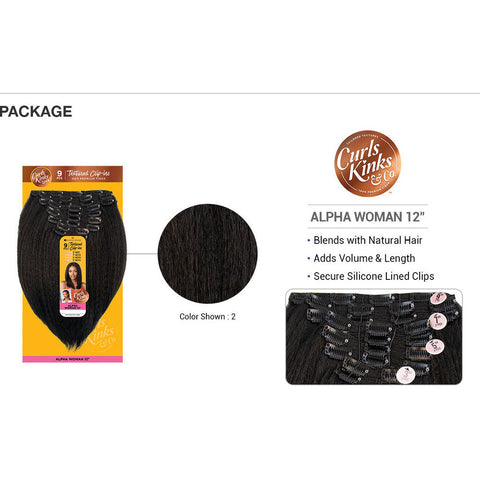 Sensationnel Curls & Kinks Co Synthetic Clip-Ins - Alpha Woman 12"