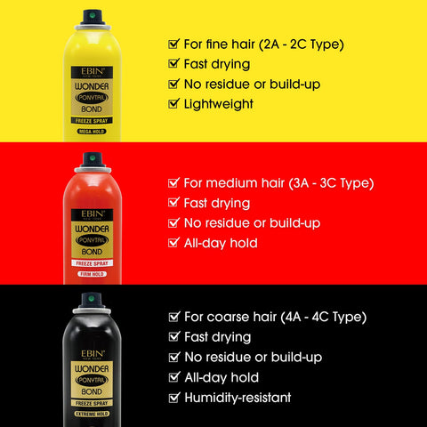 Wonder Ponytail Bond Freeze Spray Extra Mega Hold 8oz/ 245ml