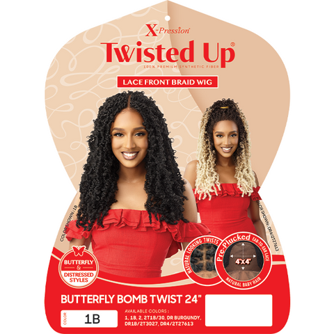 Outre X-Pression Twisted Up 4x4 Synthetic Lace Front Wig - Butterfly Bomb Twist 24"