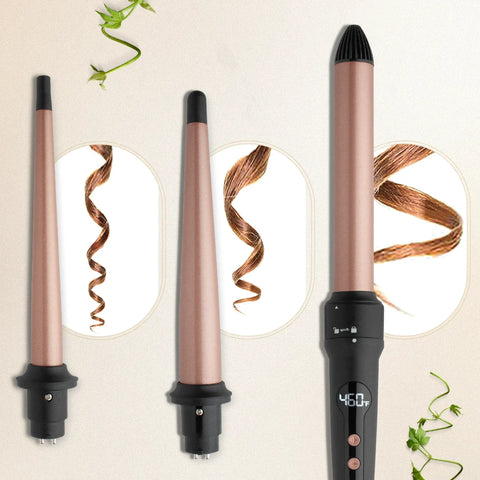 Hot & Hotter 3 in 1 Interchangeable Digital Curling Wand Set