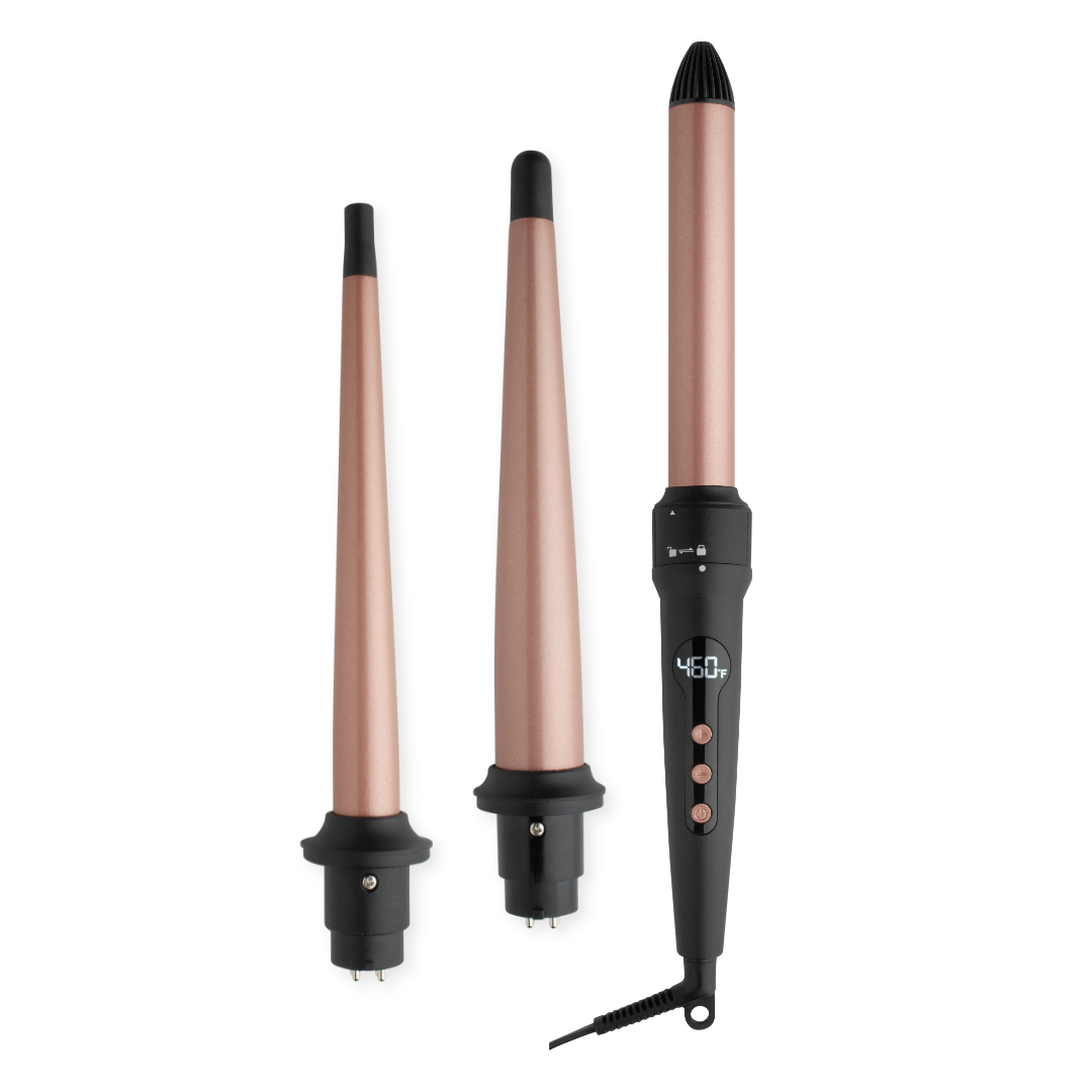 Hot & Hotter 3 in 1 Interchangeable Digital Curling Wand Set