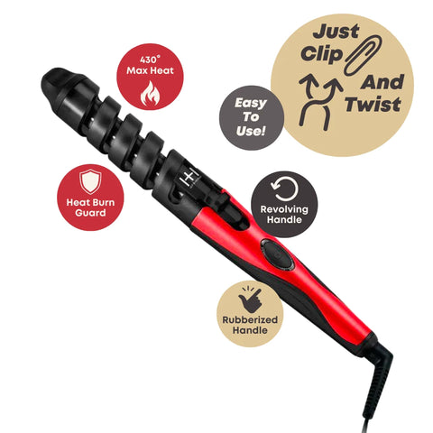 Hot & Hotter Ceramic Spiral Curling Iron 3/4 Inch