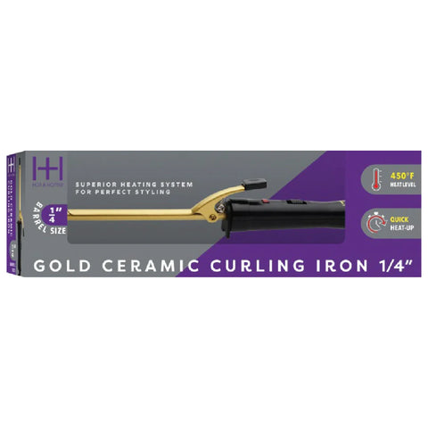 Hot & Hotter Gold Ceramic Electric Curling Iron 1/4In