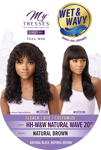 My Tresses Purple Label 7A Unprocessed Human Hair Full Cap Wig HH- Wet & Wavy Natural Wave 20" - Elevate Styles