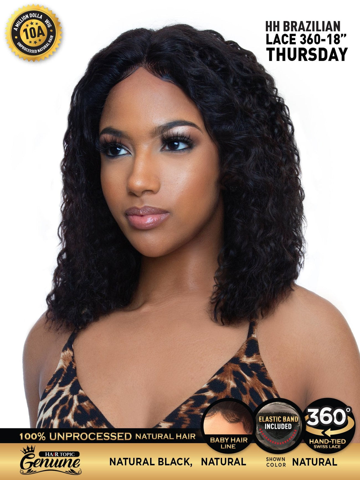 Hair Topic Genuine 10A HH Brazilian Lace 360-18" Wig THURSDAY