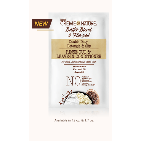 Creme of Nature: Butter Blend & Flaxseed 3-In-1 Rinse Out & Leave-In Conditioner Pkts