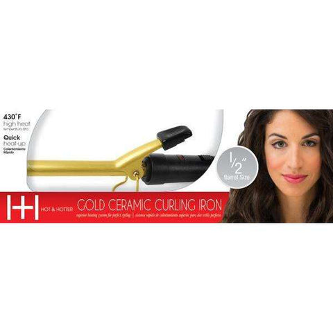 Hot & Hotter Gold Ceramic Electric Curling Iron 1/2 inch