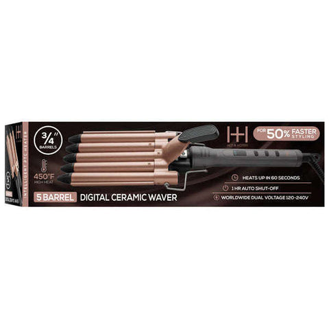 Hot & Hotter 5 Barrel Digital Ceramic Curling Iron 3/4 Inch