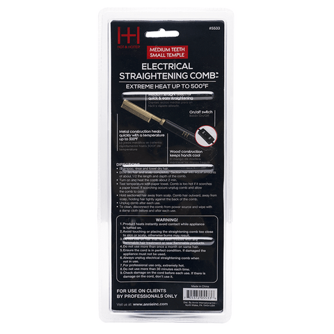 Hot & Hotter Electric Straightening Hot Comb Medium Teeth Small