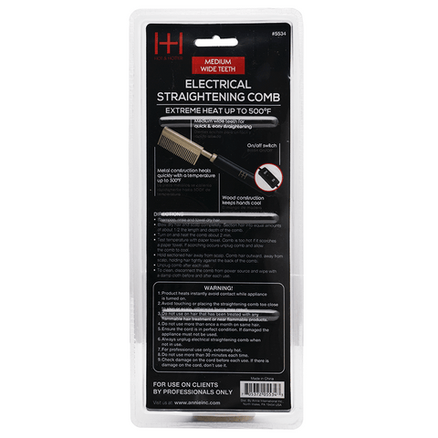 Hot & Hotter Electric Straightening Hot Comb Medium Wide Teeth