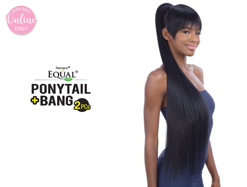 SHAKE N GO FREETRESS EQUAL PONYTAIL + CHINA BANG - LONG SLEEK YAKY 36" 2PCS